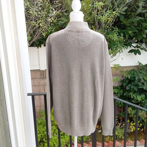 Tommy Bahama Men's Sweater Size L Cotton Gray Long Sleeve Pullover Short Zipper - Picture 2 of 8